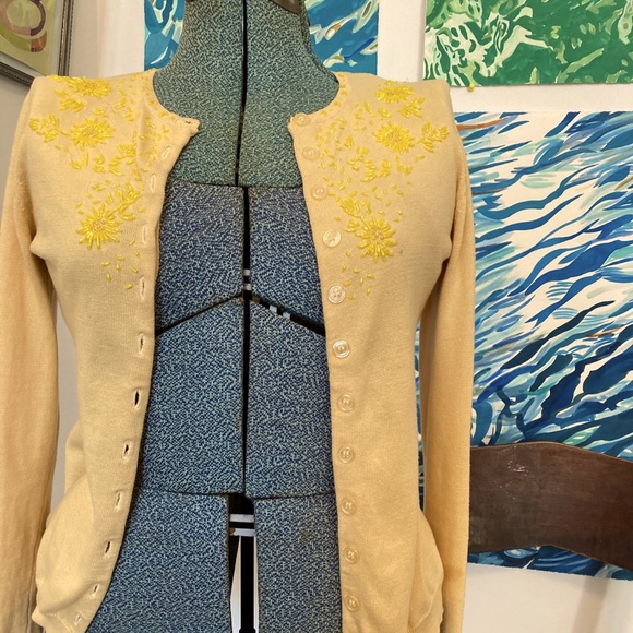 Diab’less Naples yellow Beaded sweater Size M - Picture 4 of 7